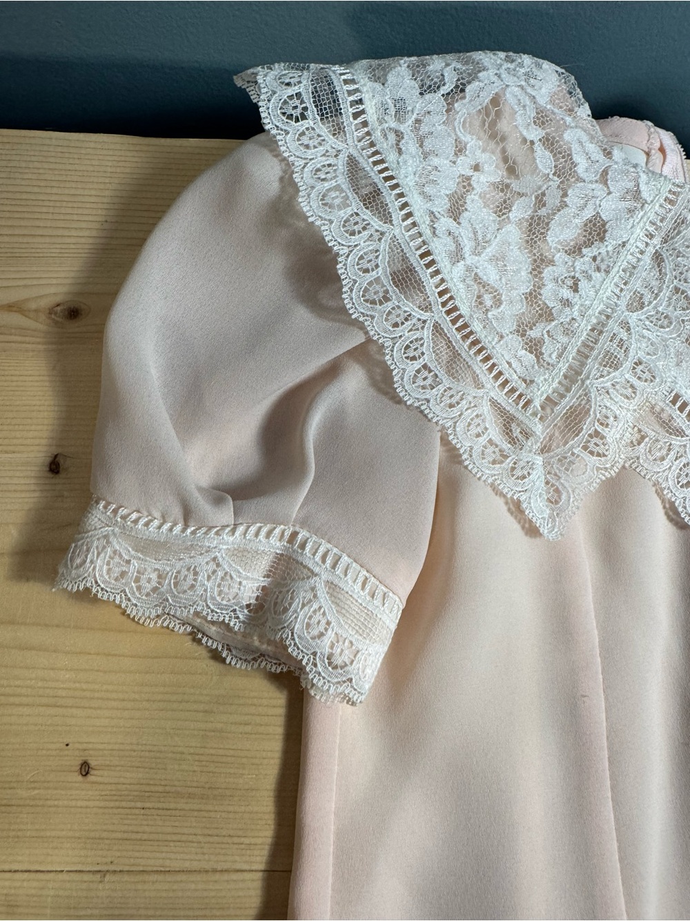 JESSICA MCCLINTOCK Delicate Blush Lace Collar Dress - Picture 4 of 10